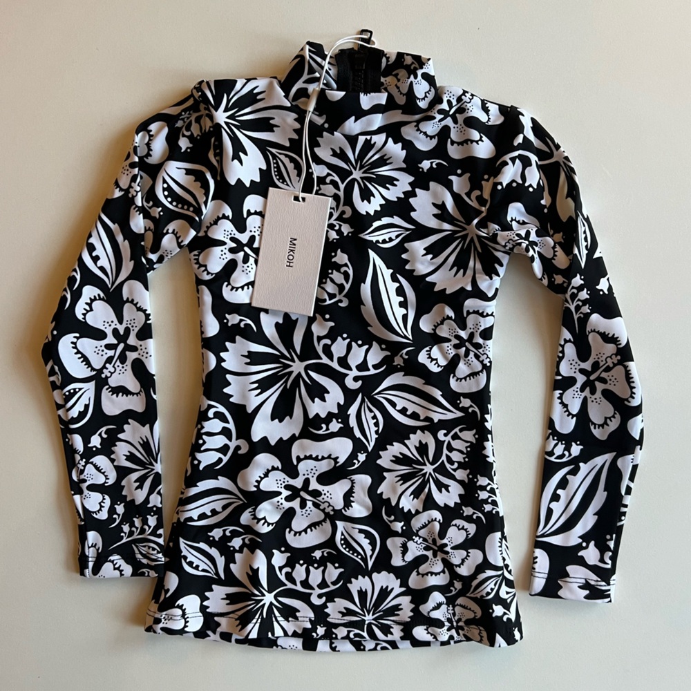MIKOH MINI Kani Long Sleeve Rashguard w zipper in Luau Night NWT